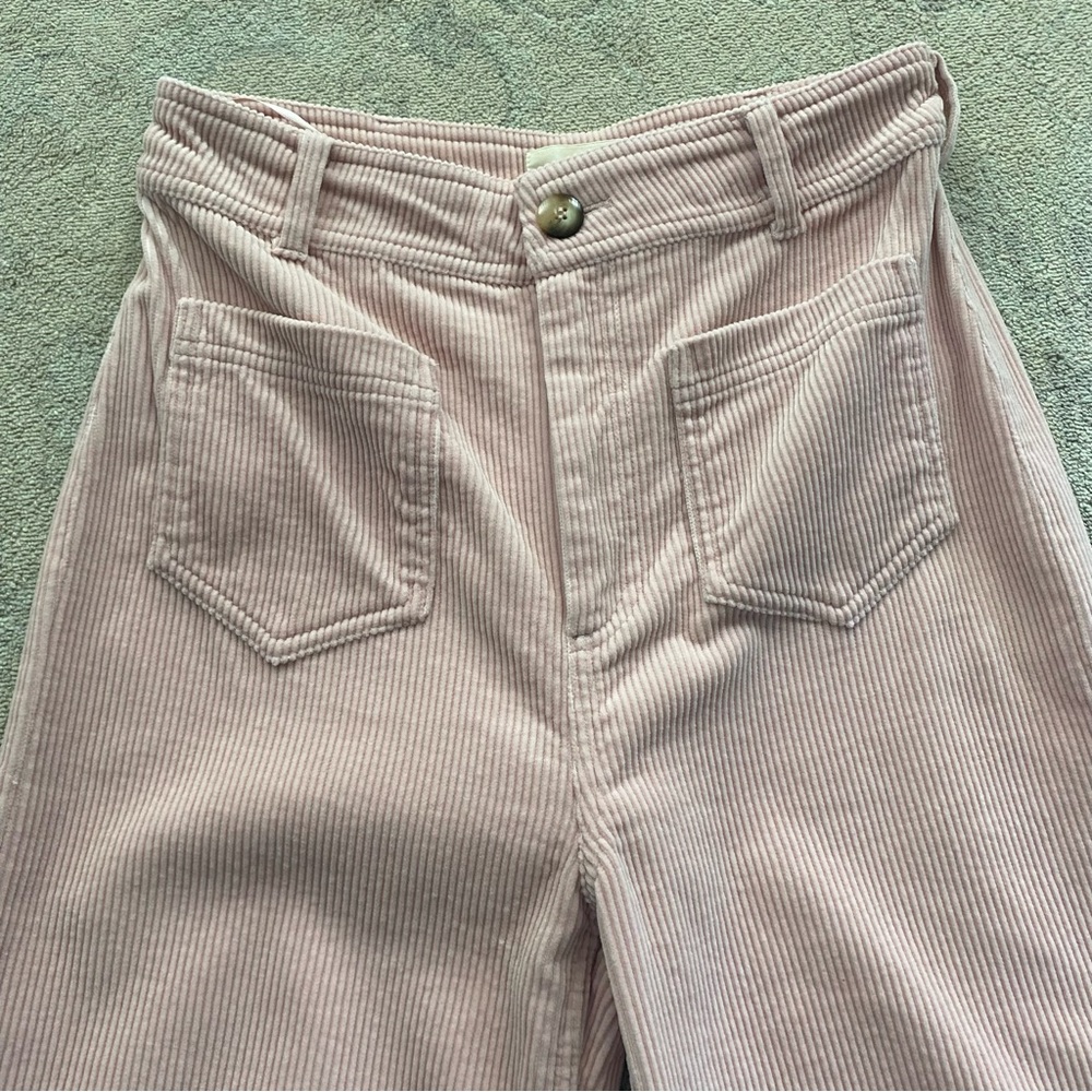 Sezane Corduroy Trouser FR 36 US 4 Light Pink Patch Pockets 100% Cotton Petite - Picture 2 of 13